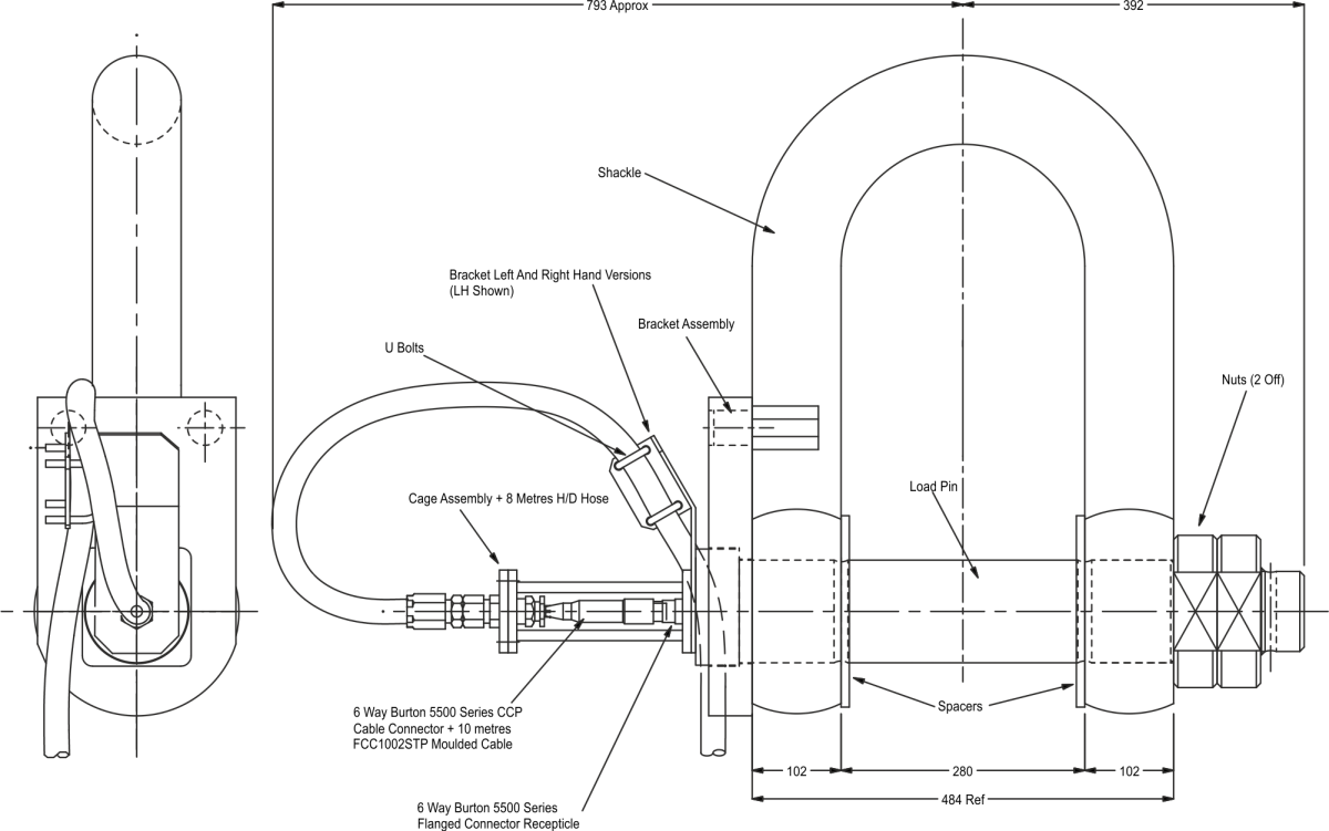 lcm3064 load shackle dimensions
