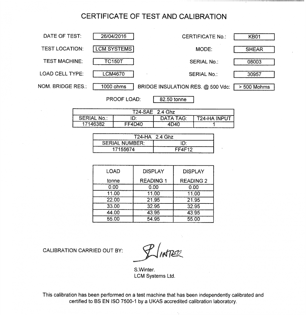 lcm4670 Cârlig de ridicare pentru cântărire certificat de calibrare